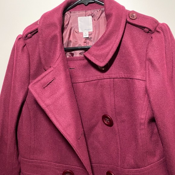 Halogen Women’s Burgundy Double Breasted Wool Blend Jacket Size M - Picture 4 of 9
